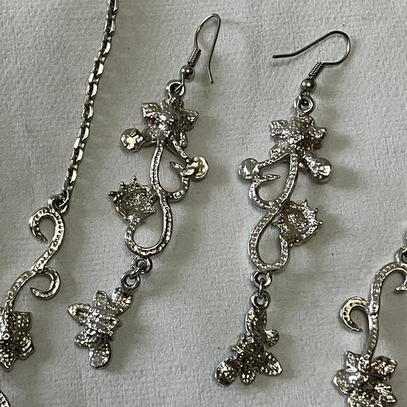 Fashion Costume Jewelry Necklace & Earring Set Butterflies & Flowers - Picture 9 of 12